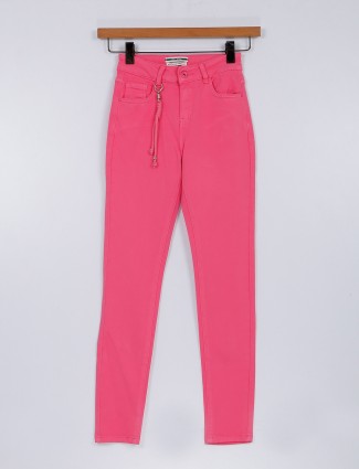 Cotton casual wear pink jeggings - G3-WJJ0342 