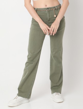 Deal solid olive straight jeans