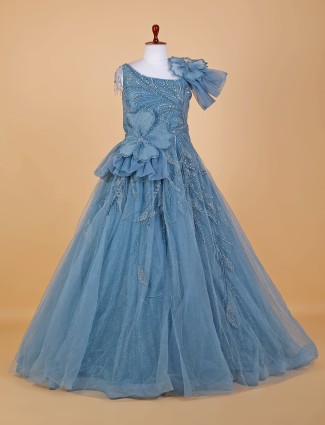 Designer light blue net gown