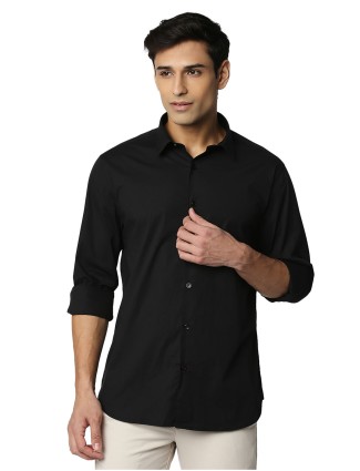 Dragon Hill casual wear black solid shirt