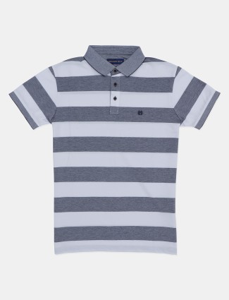 Dragon Hill grey and white striped regular fit t-shirt