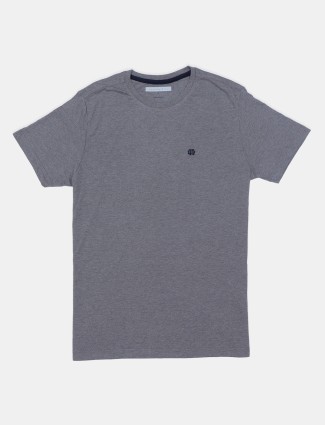 Dragon Hill grey solid regular fit t shirt in cotton