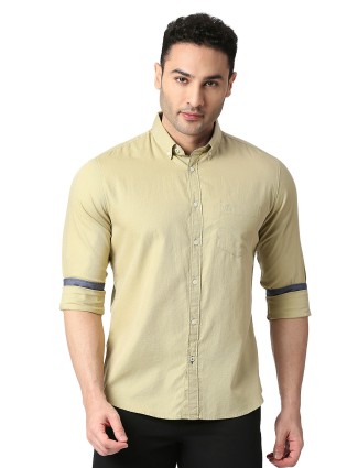 Dragon Hill khaki cotton plain shirt