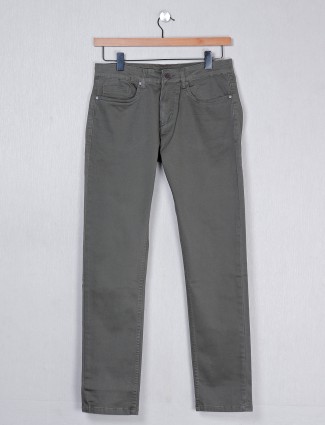 Dragon Hill sage green slim fit solid jeans for men