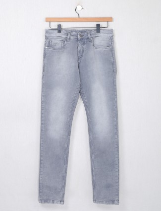 Dragon Hill slim tapered fit washed grey denim jeans