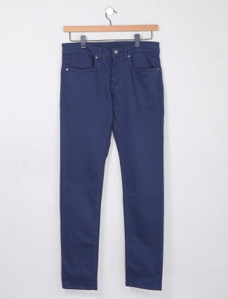 Dragon Hill solid cotton jeans in light navy