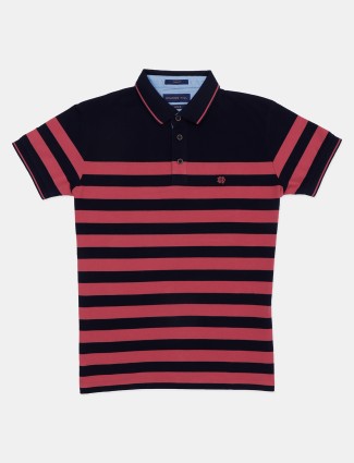 Dragon Hill striped regular fit t-shirt in navy and pink