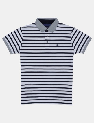 Dragon Hill white and navy regular fit t-shirt in cotton