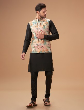 Elegant multi color waistcoat set in silk