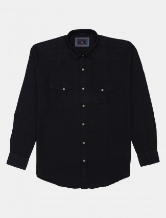 Eqiq solid black casual cotton shirt