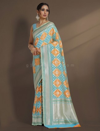 Exclusive aqua zari weaving designer saree