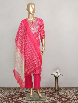 Festive wear rani pink cotton silk for women