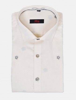 Fete solid cream zitter design formal shirt