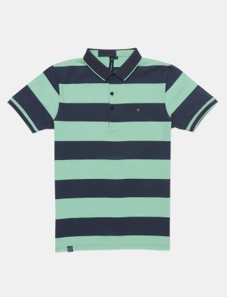 Freeze green and navy striped cotton t shirt
