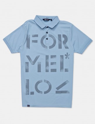 Freeze printed blue polo t-shirt