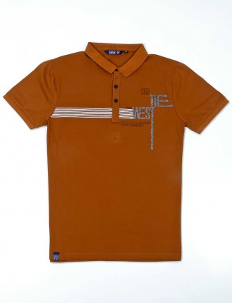 Freeze solid brown casual wear t-shirt