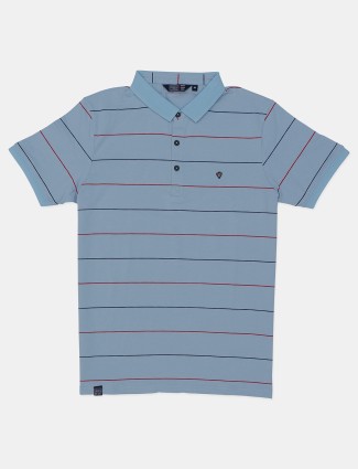 Freeze stone blue stripe slim fit t shirt in cotton