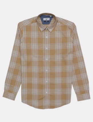 Frio khaki color checked cotton hue shirt