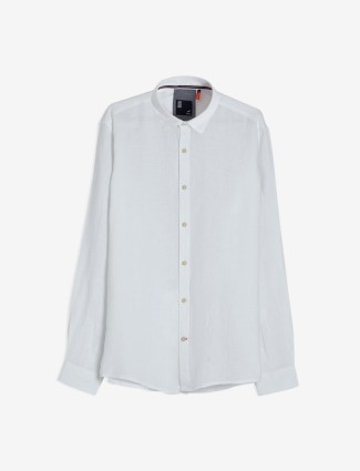 Frio white plain full sleeve linen shirt