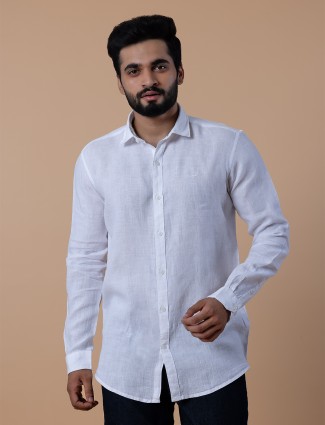 Frio white plain full sleeve shirt