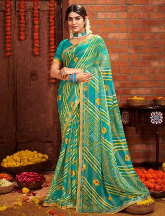 Aqua patola printed silk wedding saree - G3-WSA54483