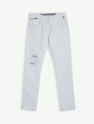 Gesture slim fit white ripped jeans