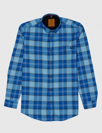 Gianti checks pattern blue hue casual shirt