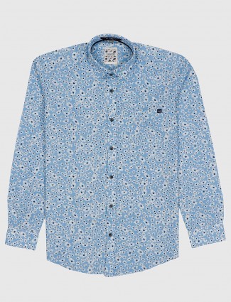 Gianti sky blue floral printed shirt