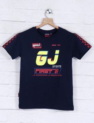 Gini and Jony strong navy printed t-shirt