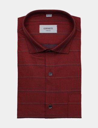 Ginneti maroon striped pattern shirt