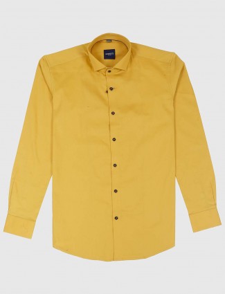 Ginneti yellow color solid casual shirt