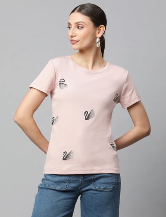Global Republic light pink printed t shirt