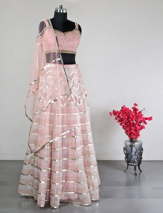 Gorgeous raw silk pink lehenga choli for wedding