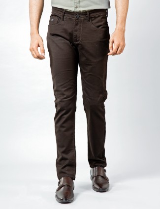 GS78 dark brown cotton solid trouser