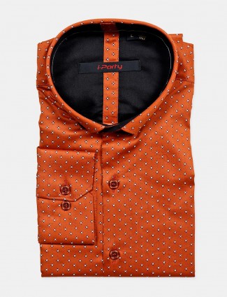 I Party orange printed pattern shirt