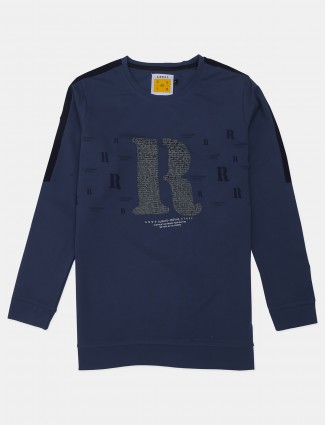 I-Real navy blue printed t-shirt for mens