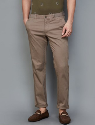 Indian Terrain brown brooklyn fit cotton trouser
