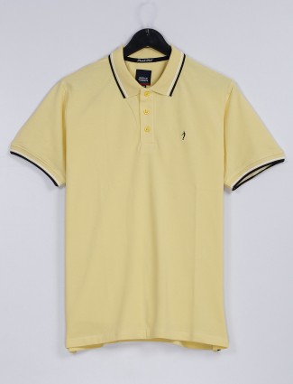 Indian Terrain cotton plain light yellow t shirt