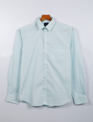 Indian Terrain mint green cotton plain shirt