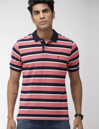 Indian Terrain pink color stripe cotton t-shirt