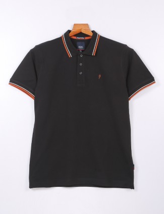 Indian Terrain plain black polo t shirt