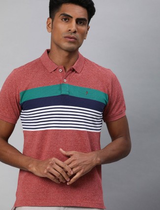 Indian Terrain red stripe mens t-shirt
