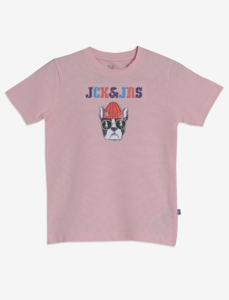 JACK&JONES light pink printed t-shirt