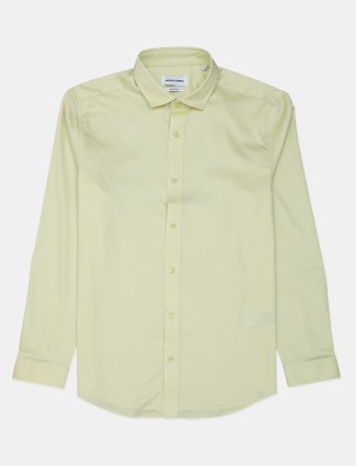Jack&Jones cream plain casual shirt for men