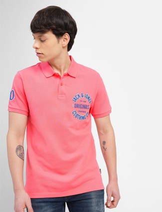 JACK&JONES pink polo t shirt in cotton