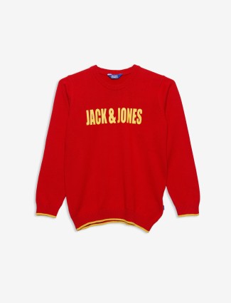 JACK&JONES red knitted full sleeve t shirt