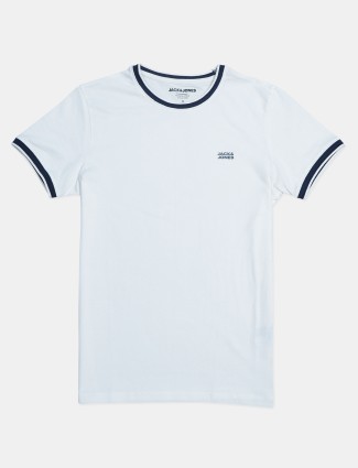 Jack&Jones white plain cotton t shirt for men