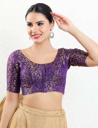 Jacquard purple ready made blouse