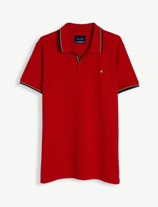 Killer red cotton half sleeve plain t shirt