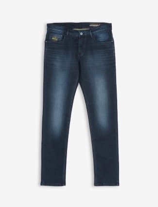 Kozzak dark blue super skinny fit washed jeans